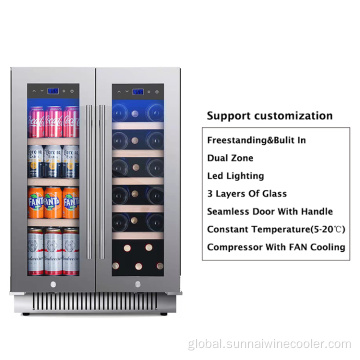 Built In Compressor Wine Cooler Double door built in wine and beverage cooler Factory